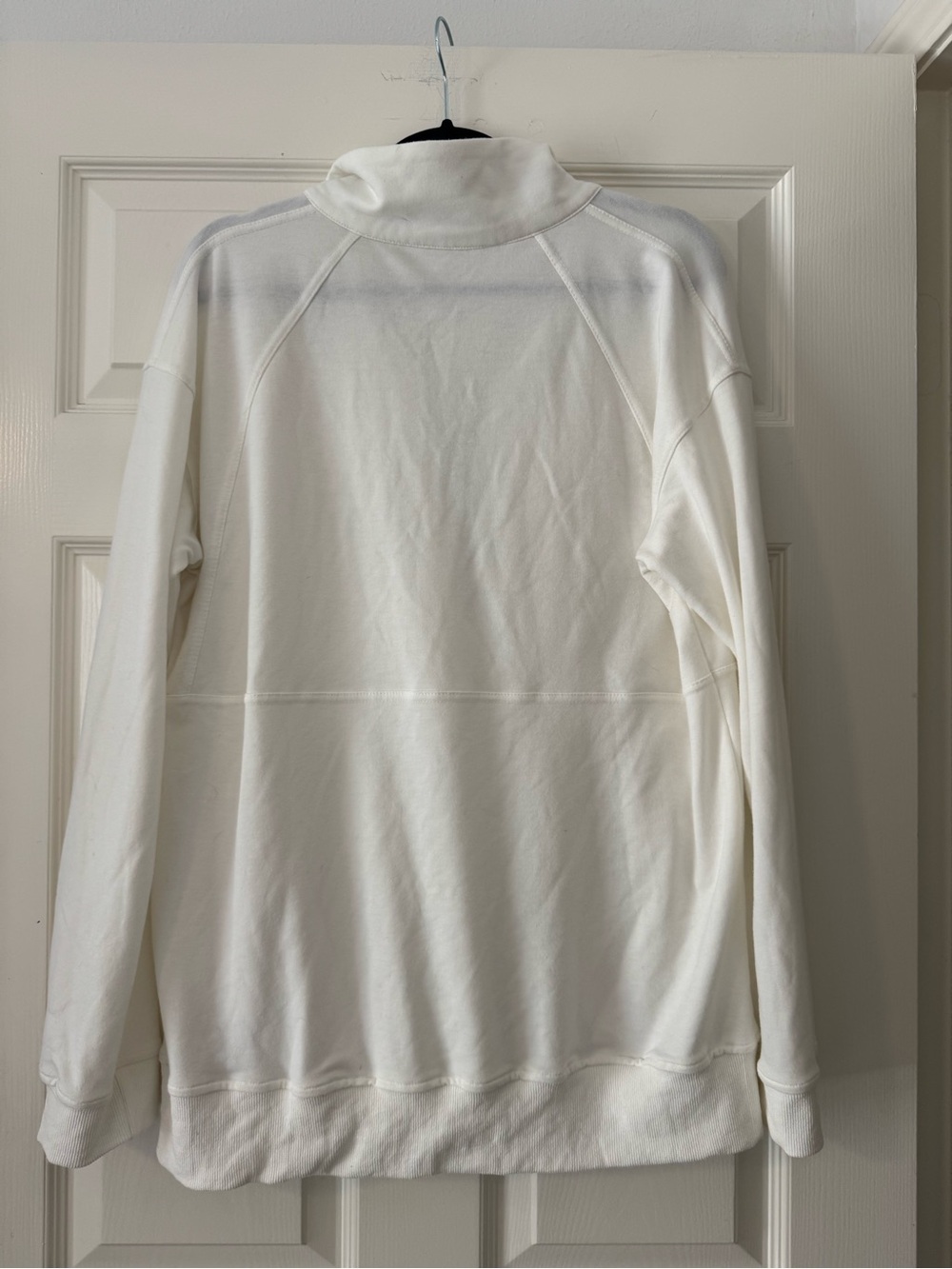 Lightweight White Quarter-Zip Pullover Sweatshirt - Picture 3 of 3
